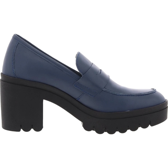 Fly London Tokyo 803 Lugged Sole Leather Loafer Heels Dublin Denim Sz 39 - Picture 4 of 11